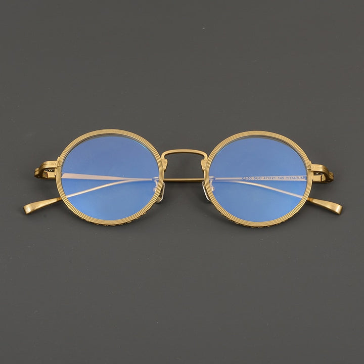 Gatenac Unisex Full Rim Round Titanium Eyeglasses Gxyj893 Full Rim Gatenac