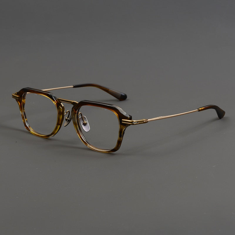 Gatenac Unisex Full Rim Round Square Acetate Titanium Eyeglasses Gxyj894 Full Rim Gatenac Tortoise