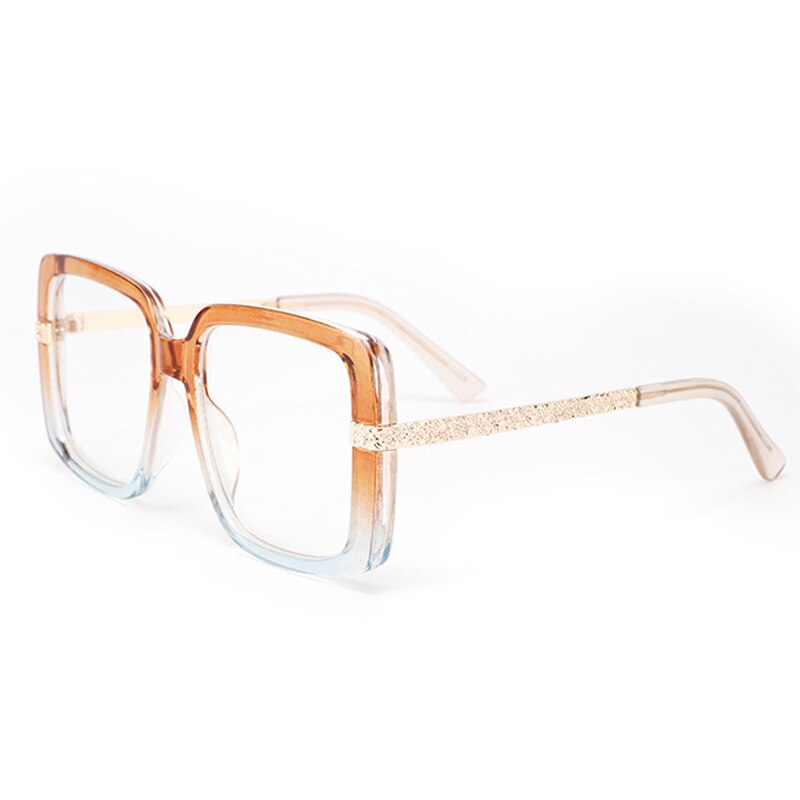 CCspace Unisex Full Rim Oversized Square Tr 90 Eyeglasses 53218 Full Rim CCspace Champagne