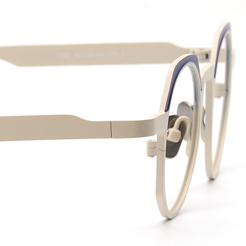 Muzz Unisex Full Rim Small Round Flat Top Titanium Eyeglasses T7759 Full Rim Muzz