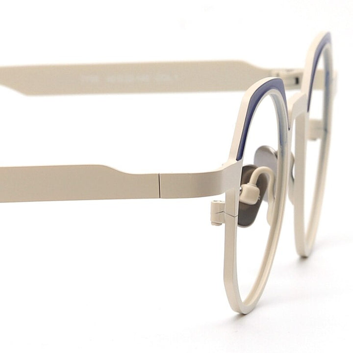 Muzz Unisex Full Rim Small Round Flat Top Titanium Eyeglasses T7759 Full Rim Muzz