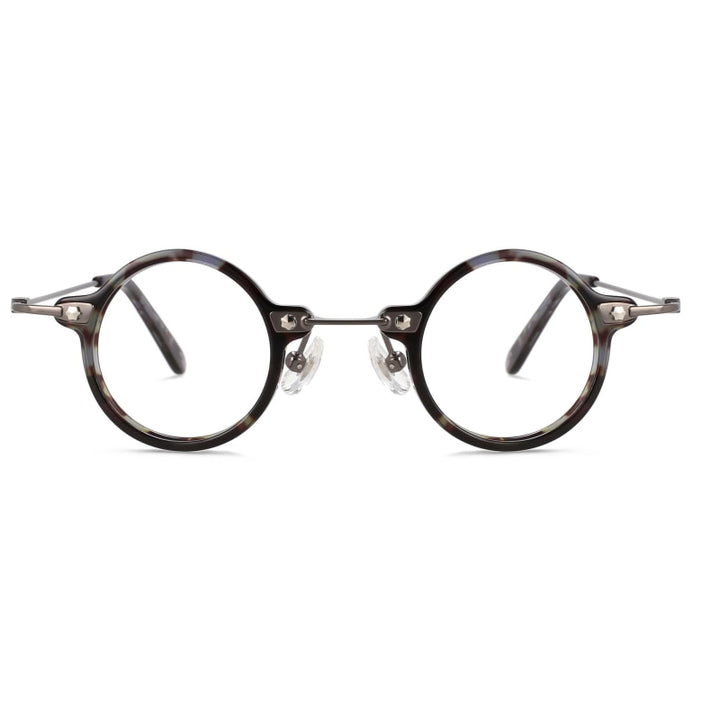CCspace Unisex Full Rim Small Round Acetate Titanium Eyeglasses 55324 Full Rim CCspace C7Gray China