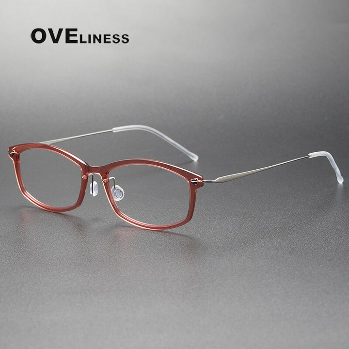 Oveliness Unisex Full Rim Square Screwless Acetate Titanium Eyeglasses 6512 Full Rim Oveliness orange