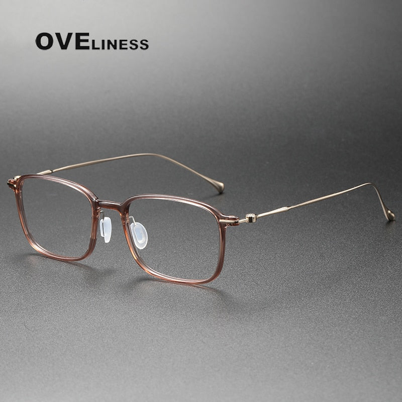 Oveliness Unisex Full Rim Square Acetate Titanium Eyeglasses 8644 Full Rim Oveliness