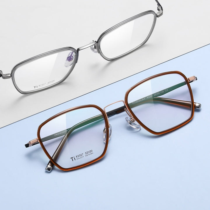 Bclear Unisex Full Rim Irregular Square Titanium Acetate Eyeglasses Nwd2327 Full Rim Bclear