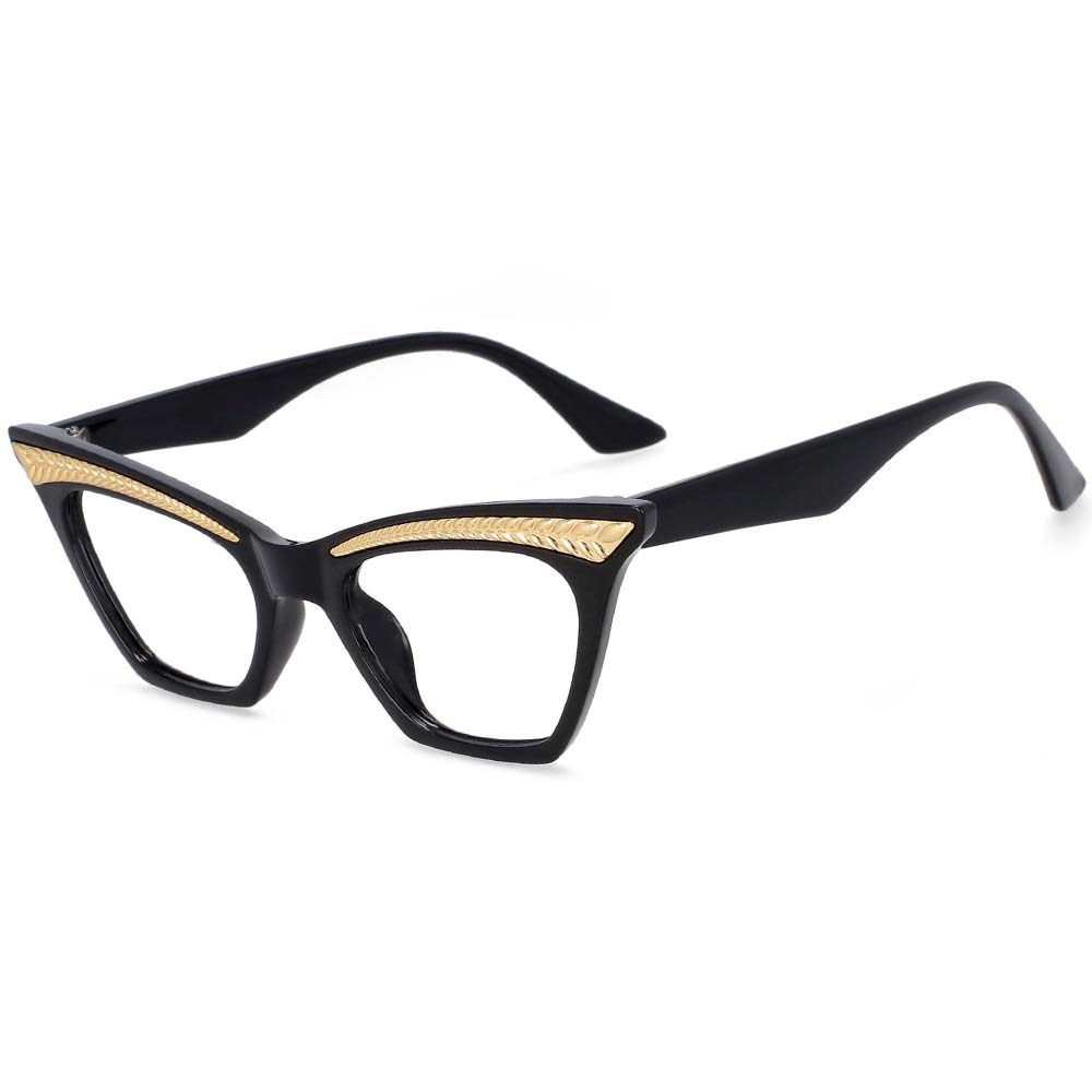 CCspace Unisex Full Rim Square Cat Eye Resin Frame Eyeglasses 54373 Full Rim CCspace China Black