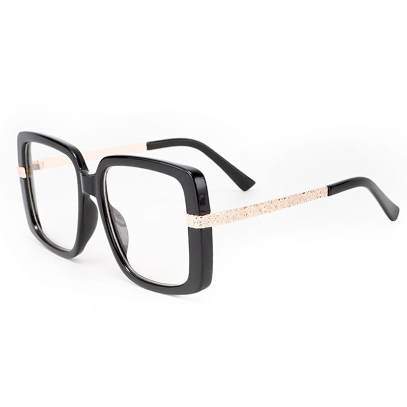 CCspace Unisex Full Rim Oversized Square Tr 90 Eyeglasses 53218 Full Rim CCspace Black