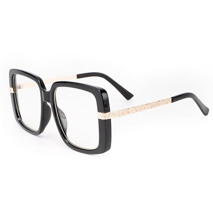 CCspace Unisex Full Rim Oversized Square Tr 90 Eyeglasses 53218 Full Rim CCspace Black