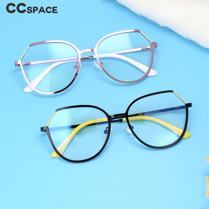 CCspace Unisex Full Rim Round Cat Eye Alloy Frame Eyeglasses 54178 Full Rim CCspace