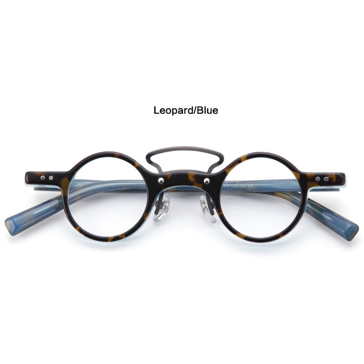 Muzz Unisex Full Rim Small Round Acetate Double Bridge Hand Crafted Frame Eyeglasses 56011 Full Rim Muzz 4