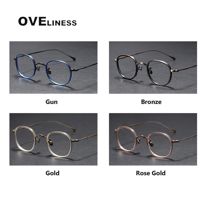 Oveliness Unisex Full Rim Round Square Titanium Eyeglasses 137 Full Rim Oveliness