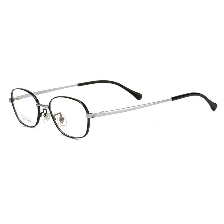 Bclear Unisex Full Rim Small Oval Titanium Frame Eyeglasses Lb5337 Full Rim Bclear Black silver