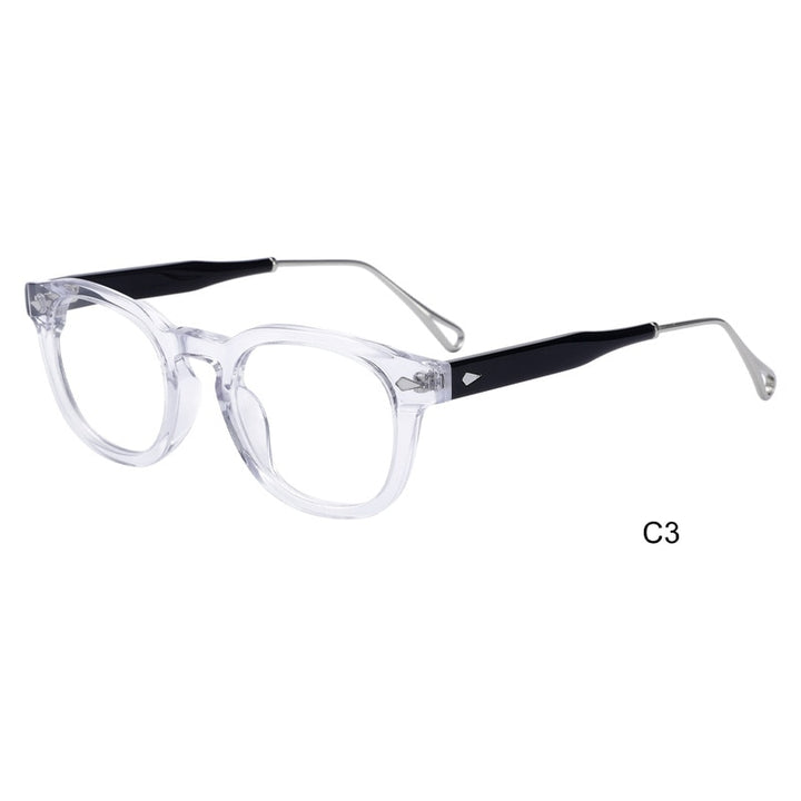 CCspace Men's Full Rim Square Round Acetate Alloy Eyeglasses 55280 Full Rim CCspace Clear China