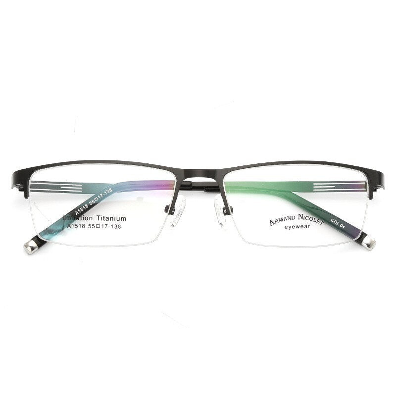 Handoer Unisex Semi Rim Rectangle Titanium Eyeglasses A1518 Semi Rim Handoer