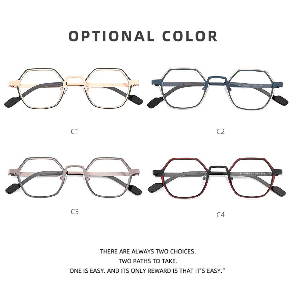 Laoyehui Unisex Full Rim Polygon Round Alloy Hyperopic Reading Glasses Anti Blue Light Glg8860 Reading Glasses Laoyehui
