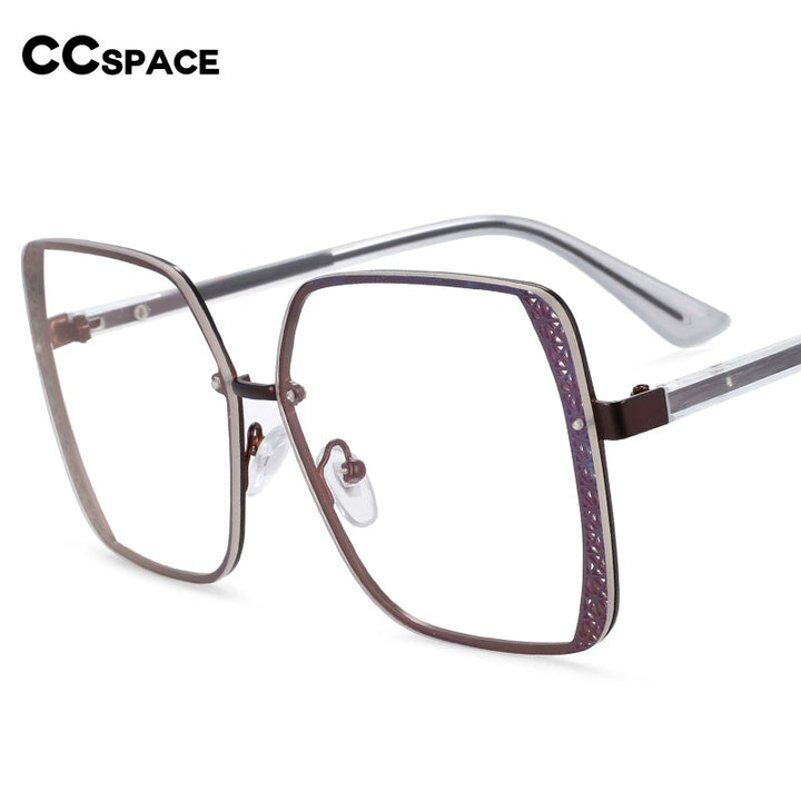 CCspace Women's Full Rim Square Hollow Alloy Frame Eyeglasses 54205 Full Rim CCspace