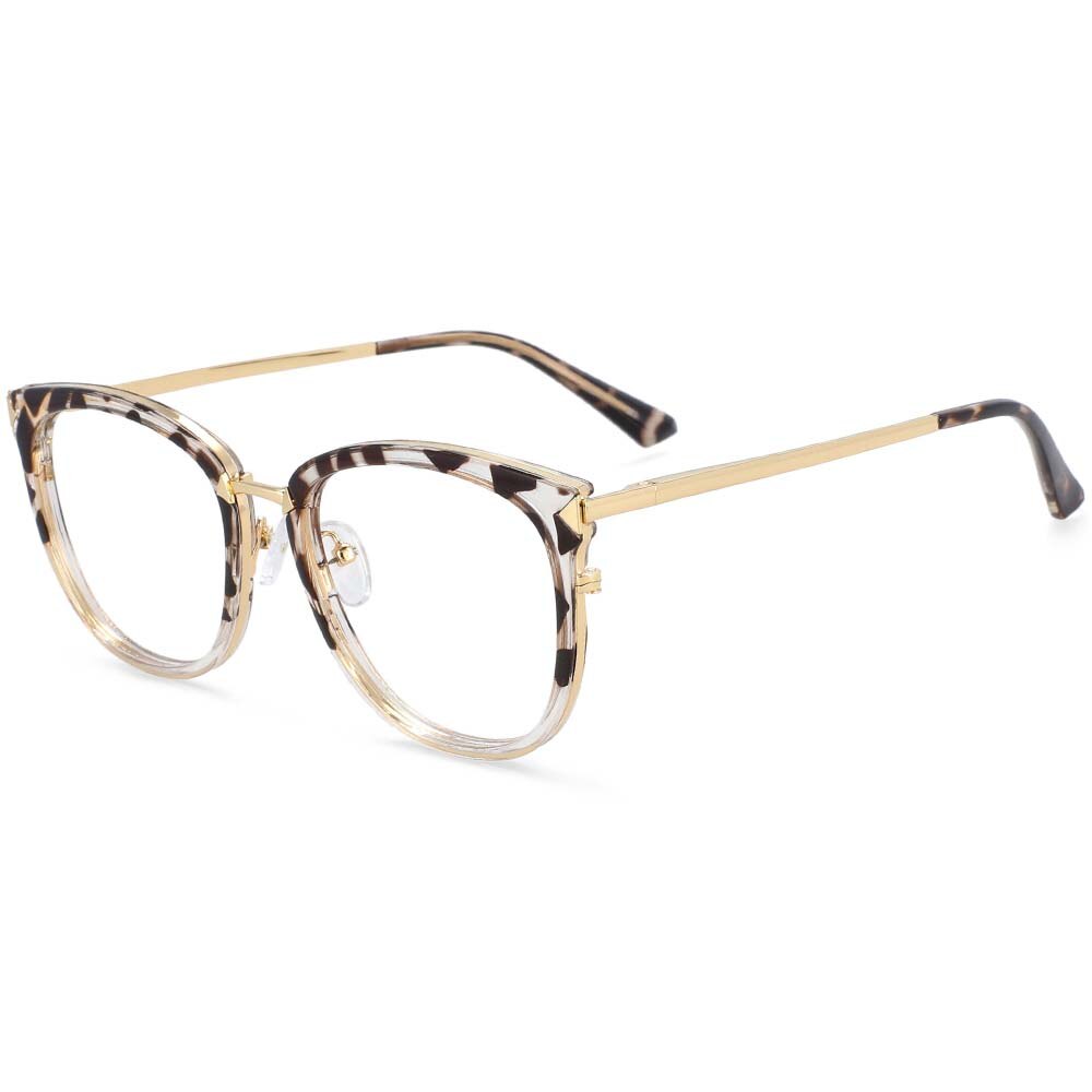 CCspace Women's Full Rim Square Round Tr 90 Titanium Frame Eyeglasses 54156 Full Rim CCspace leopard