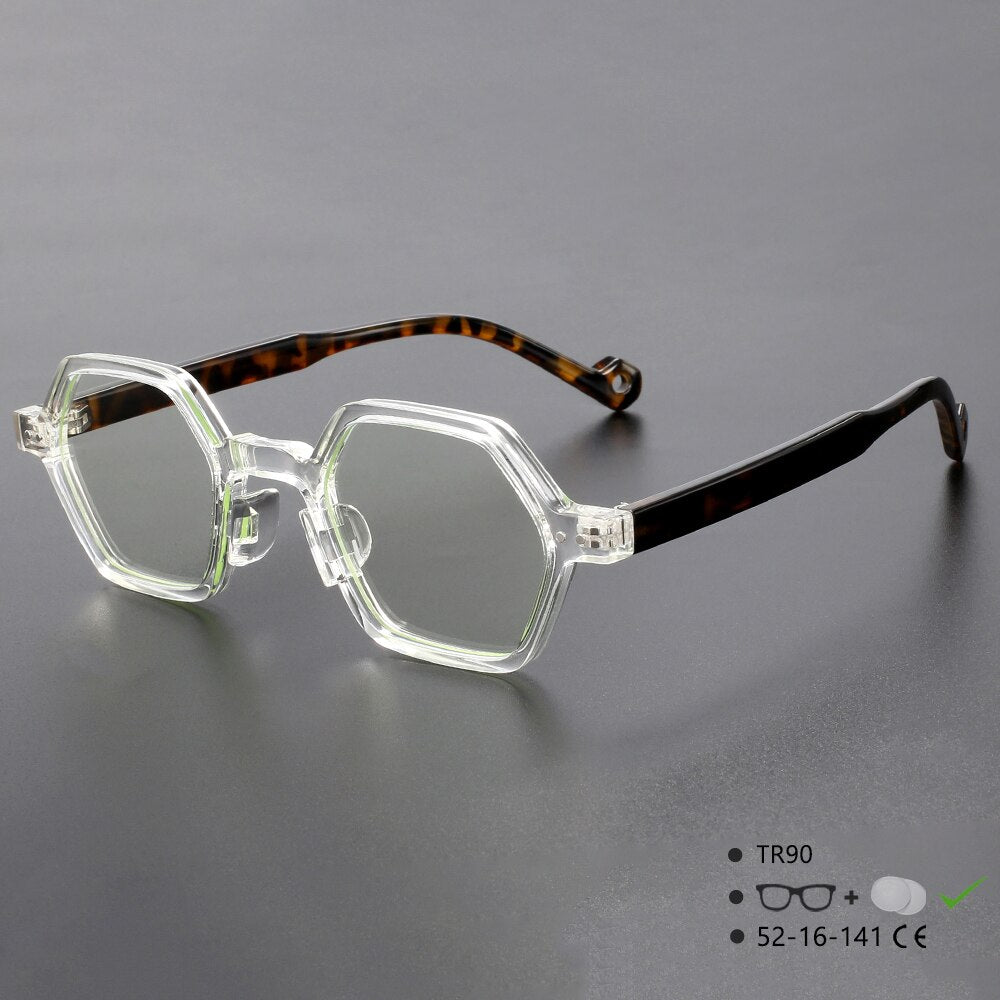 CCspace Unisex Full Rim Polygonal Tr 90 Acetate Eyeglasses 54565 Full Rim CCspace C2F China