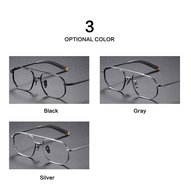 Muzz Unisex Full Rim Square Double Bridge Titanium Frame Eyeglasses 07518 Full Rim Muzz