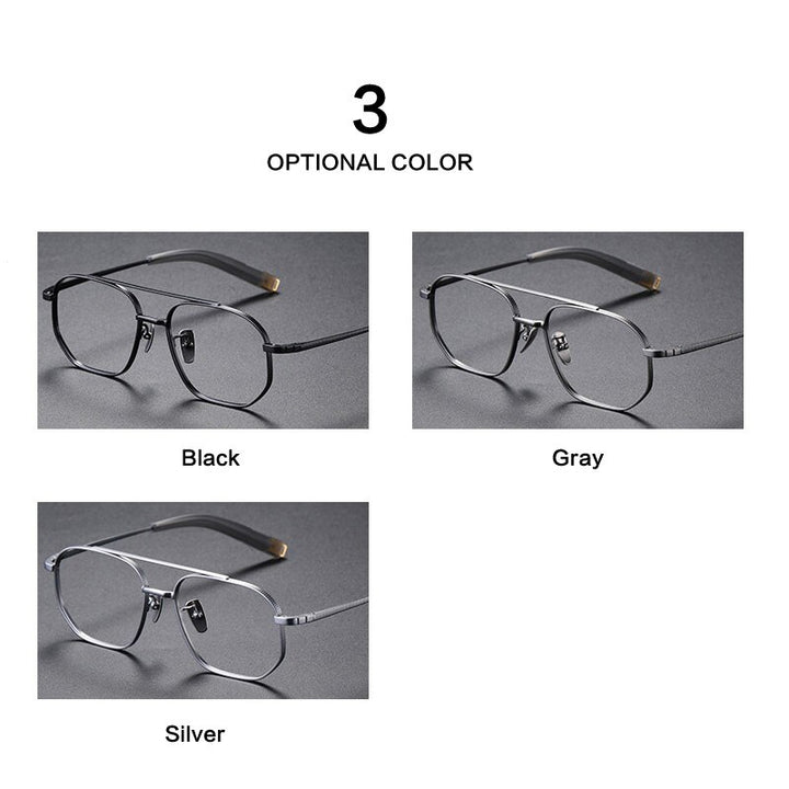 Muzz Unisex Full Rim Square Double Bridge Titanium Frame Eyeglasses 07518 Full Rim Muzz