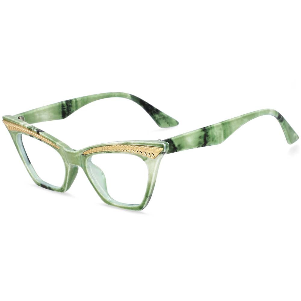 CCspace Unisex Full Rim Square Cat Eye Resin Frame Eyeglasses 54373 Full Rim CCspace China Green