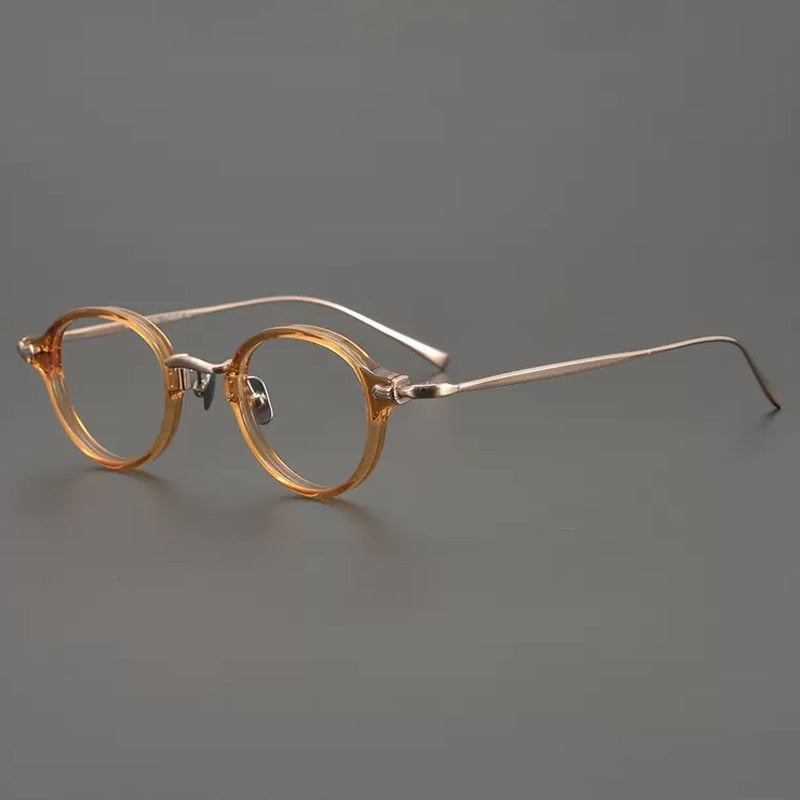 Gatenac Unisex Full Rim Round Small Acetate Titanium Eyeglasses Gxyj890 Full Rim Gatenac