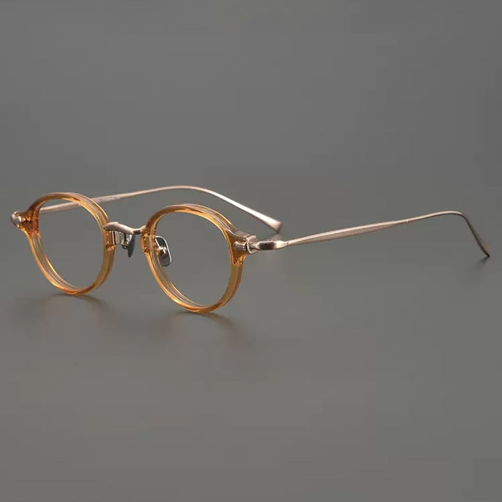 Gatenac Unisex Full Rim Round Small Acetate Titanium Eyeglasses Gxyj890 Full Rim Gatenac