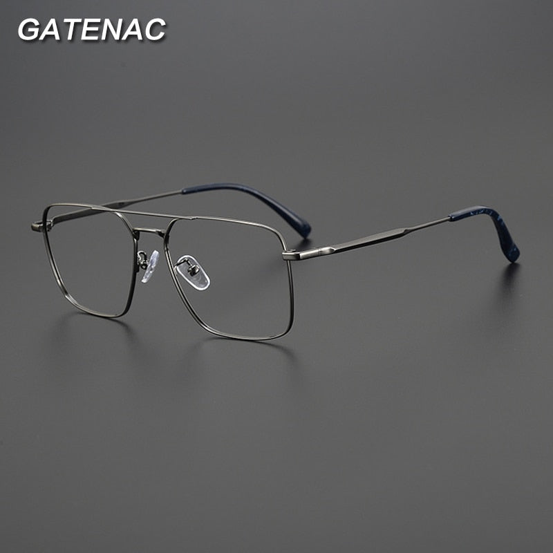 Gatenac Unisex Full Rim Square Double Bridge Alloy Eyeglasses Gxyj991 Full Rim Gatenac