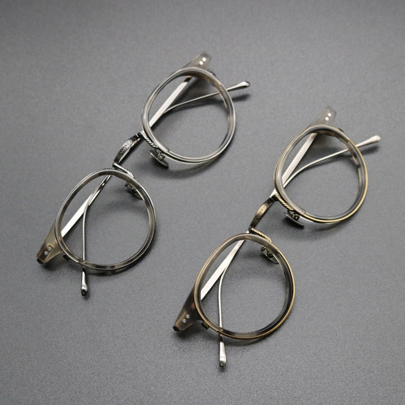Gatenac Unisex Full Rim Round Titanium Acetate Frame Eyeglasses Gxyj474 Full Rim Gatenac