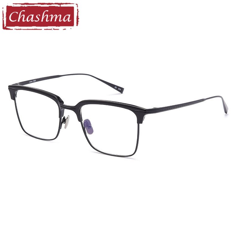 Chashma Ottica Unisex Full Rim Square Acetate Titanium Eyeglasses 1905 Full Rim Chashma Ottica Black  