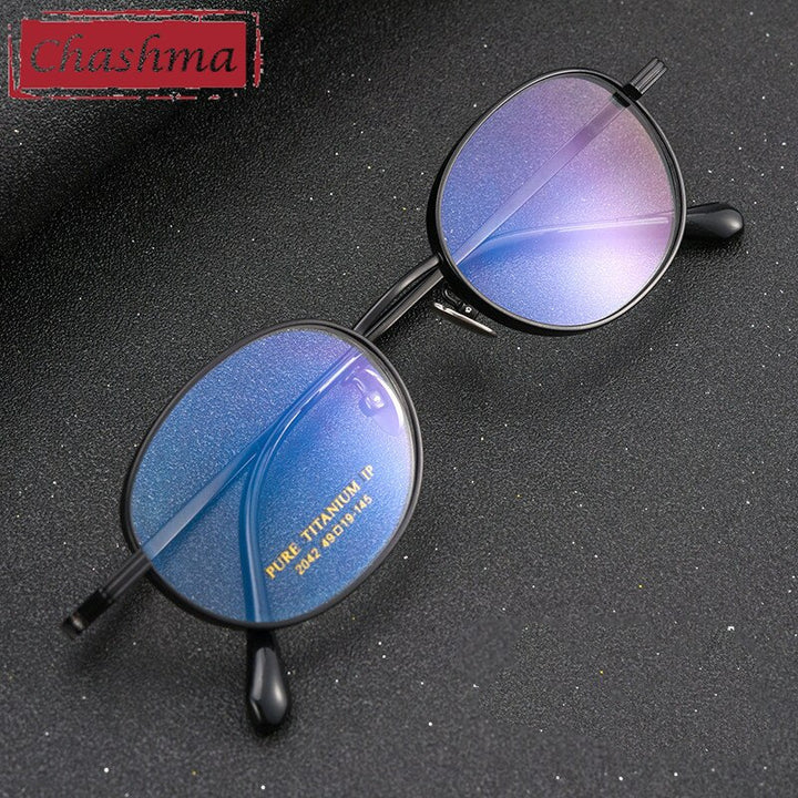 Chashma Ottica Unisex Full Rim Small Round Titanium Eyeglasses 2042 Full Rim Chashma Ottica