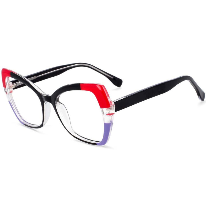 CCspace Unisex Full Rim Cat Eye Tr 90 Titanium Frame Eyeglasses 54153 Full Rim CCspace black