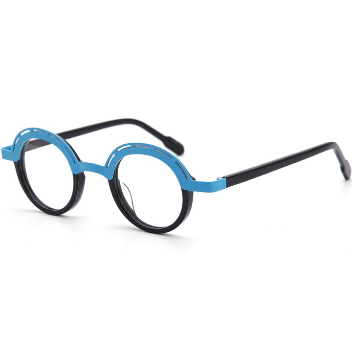 Muzz Unisex Full Rim Irregular Round Acetate Alloy Eyeglasses 1176 Full Rim Muzz C1