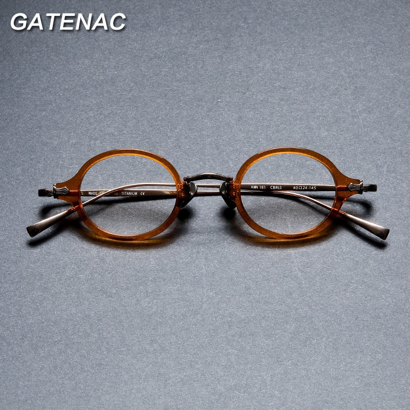 Gatenac Unisex Full Rim Round Tr 90 Titanium Eyeglasses Gxyj969 Full Rim Gatenac