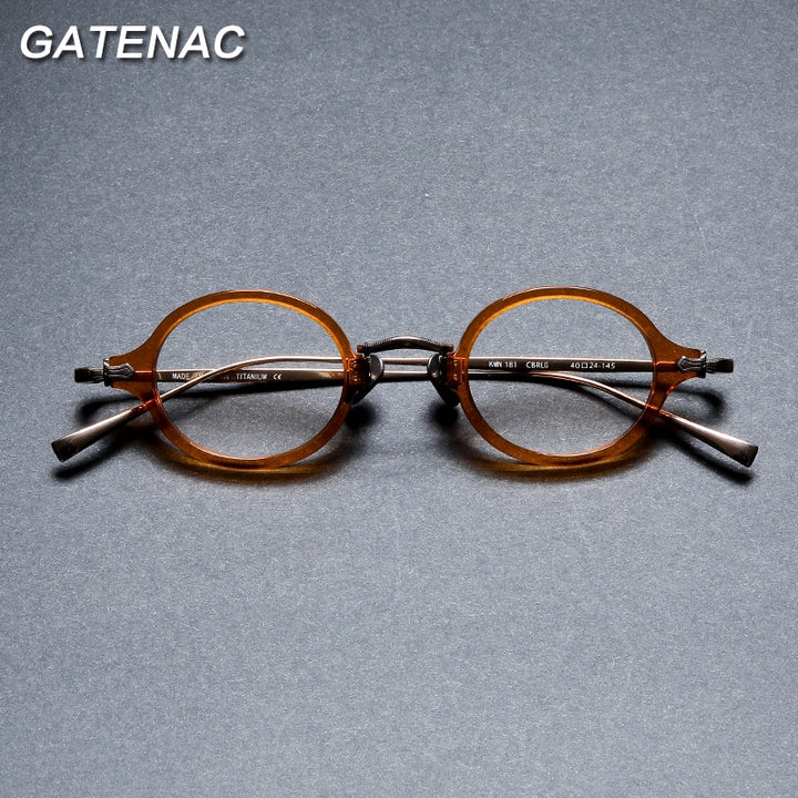 Gatenac Unisex Full Rim Round Tr 90 Titanium Eyeglasses Gxyj969 Full Rim Gatenac