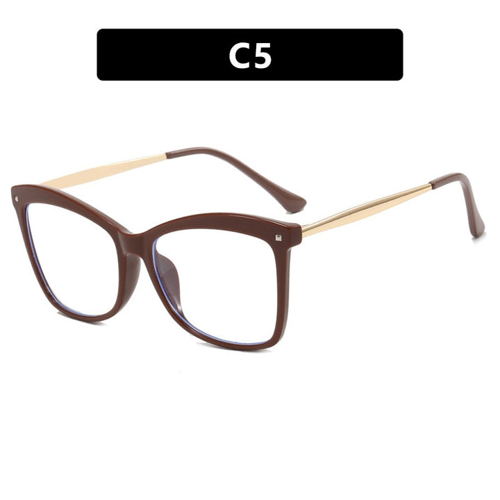 CCspace Unisex Full Rim Square Cat Eye Acetate Eyeglasses 55532 Full Rim CCspace China Brown