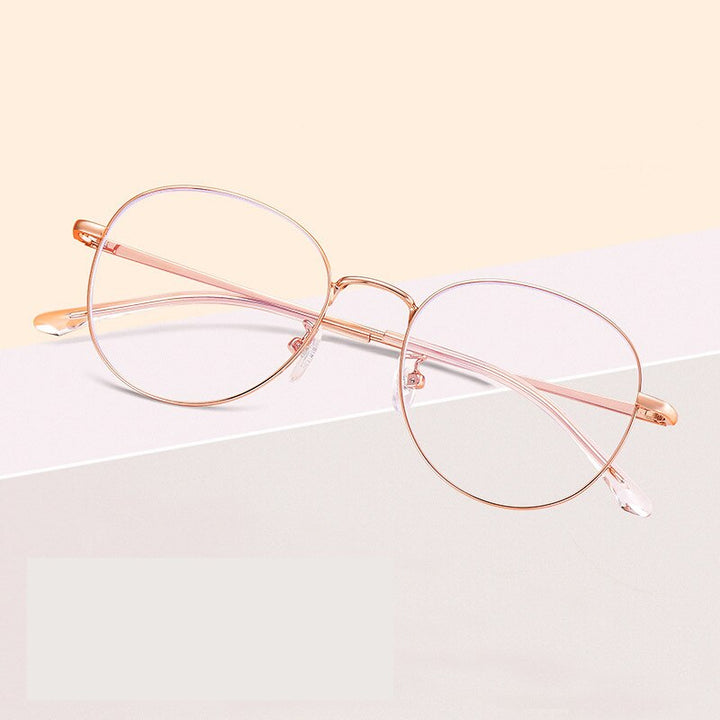 Reven Jate Unisex Full Rim Round Alloy Eyeglasses 8901 Full Rim Reven Jate rose golden