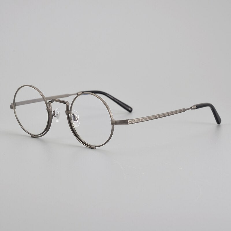 Muzz Unisex Full Rim Small Round Titanium Eyeglasses 5919 Full Rim Muzz Gray