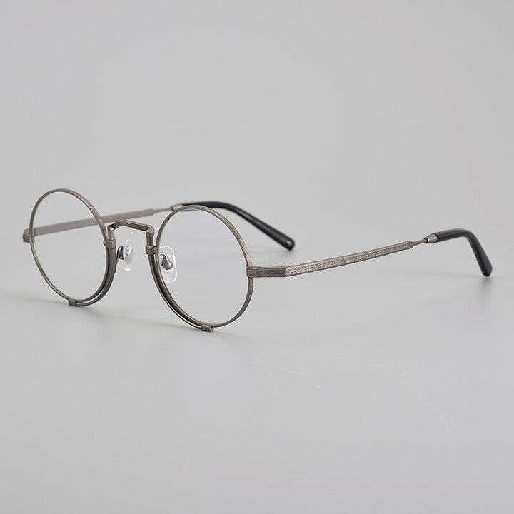 Muzz Unisex Full Rim Small Round Titanium Eyeglasses 5919 Full Rim Muzz Gray