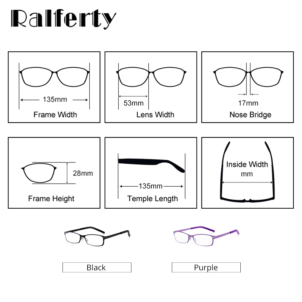 Ralferty Unisex Full Rim Rectangle Alloy Hyperopic Reading Glasses D1331 Reading Glasses Ralferty