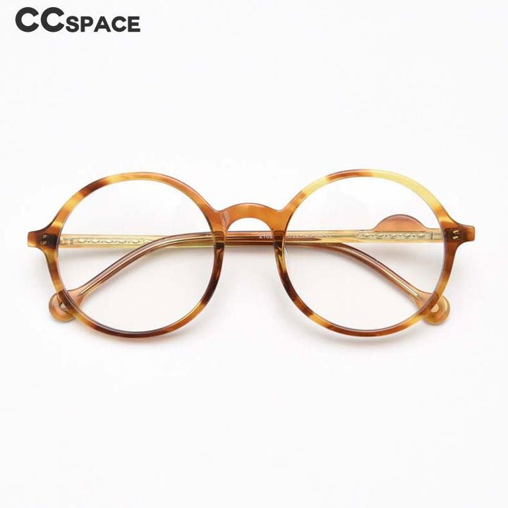 CCspace Unisex Full Rim Round Acetate Frame Eyeglasses 54613 Full Rim CCspace