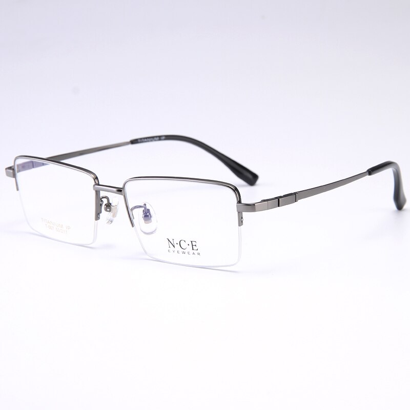 Bclear Men's Semi Rim Rectangle Titanium Frame Eyeglasses My007 Semi Rim Bclear Gray