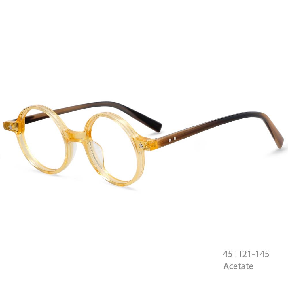 CCspace Unisex Full Rim Round Acetate Frame Eyeglasses 49424 Full Rim CCspace Orange China