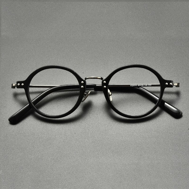 Gatenac Unisex Full Rim Round Titanium Acetate Eyeglasses Gxyj854 Full Rim Gatenac