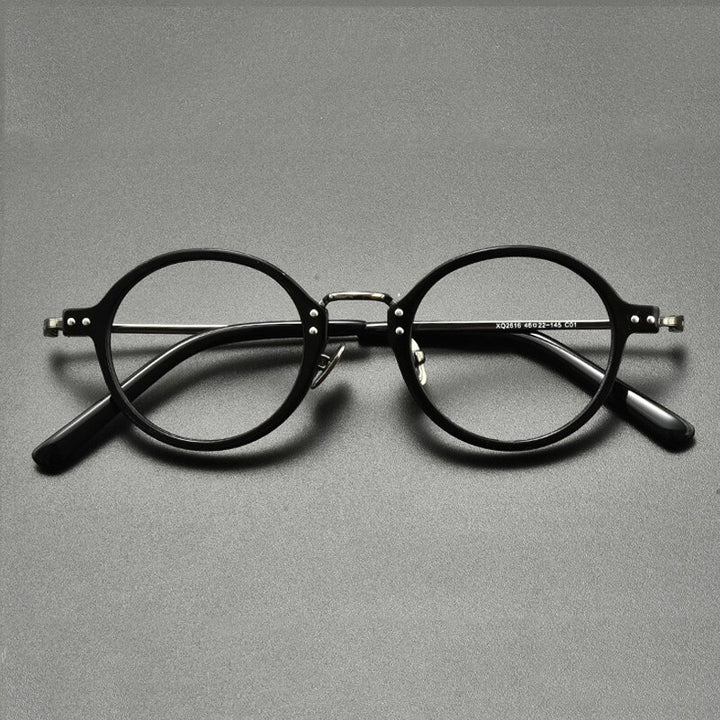 Gatenac Unisex Full Rim Round Titanium Acetate Eyeglasses Gxyj854 Full Rim Gatenac