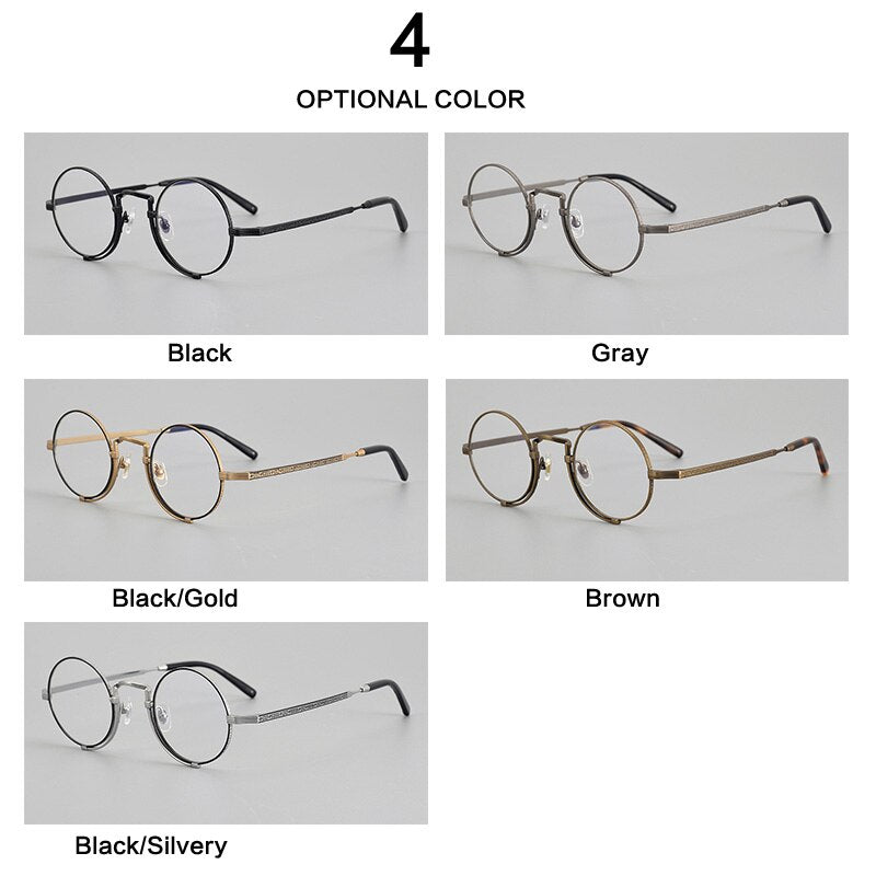 Muzz Unisex Full Rim Small Round Titanium Eyeglasses 5919 Full Rim Muzz