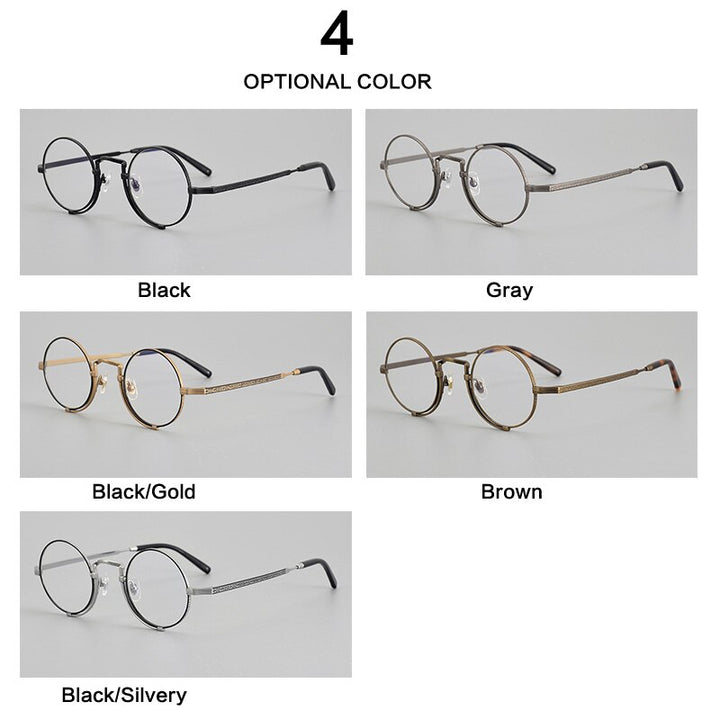 Muzz Unisex Full Rim Small Round Titanium Eyeglasses 5919 Full Rim Muzz