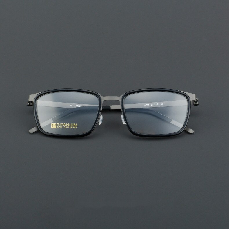 CCspace Unisex Full Rim Square Acetate Titanium Eyeglasses 55023 Full Rim CCspace BlackGun China