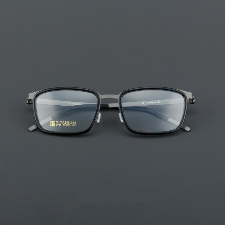 CCspace Unisex Full Rim Square Acetate Titanium Eyeglasses 55023 Full Rim CCspace BlackGun China