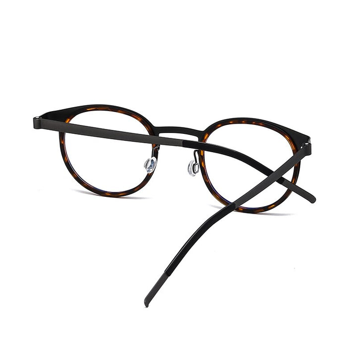 Reven Jate Unisex Full Rim Round Titanium Acetate Eyeglasses 9704 Full Rim Reven Jate
